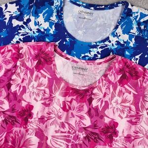 Catherines Suprema Collection Womens 4X Floral T-Shirt Spring Bundle Blue Pink